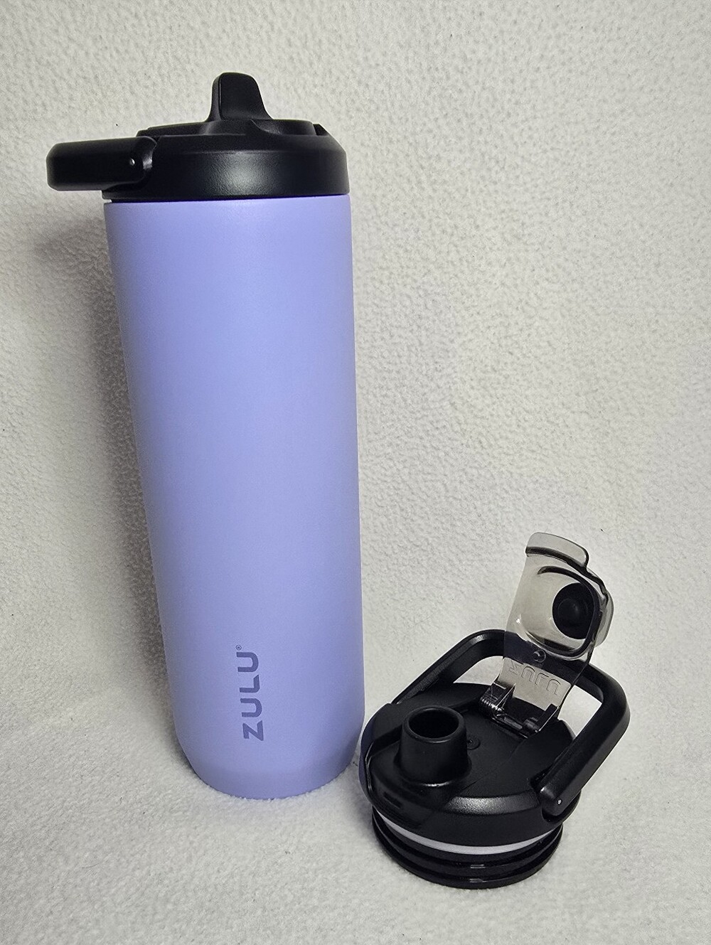 ZULU Lavender Insulated Water Bottle with Flip Straw Lid And Extra Lid